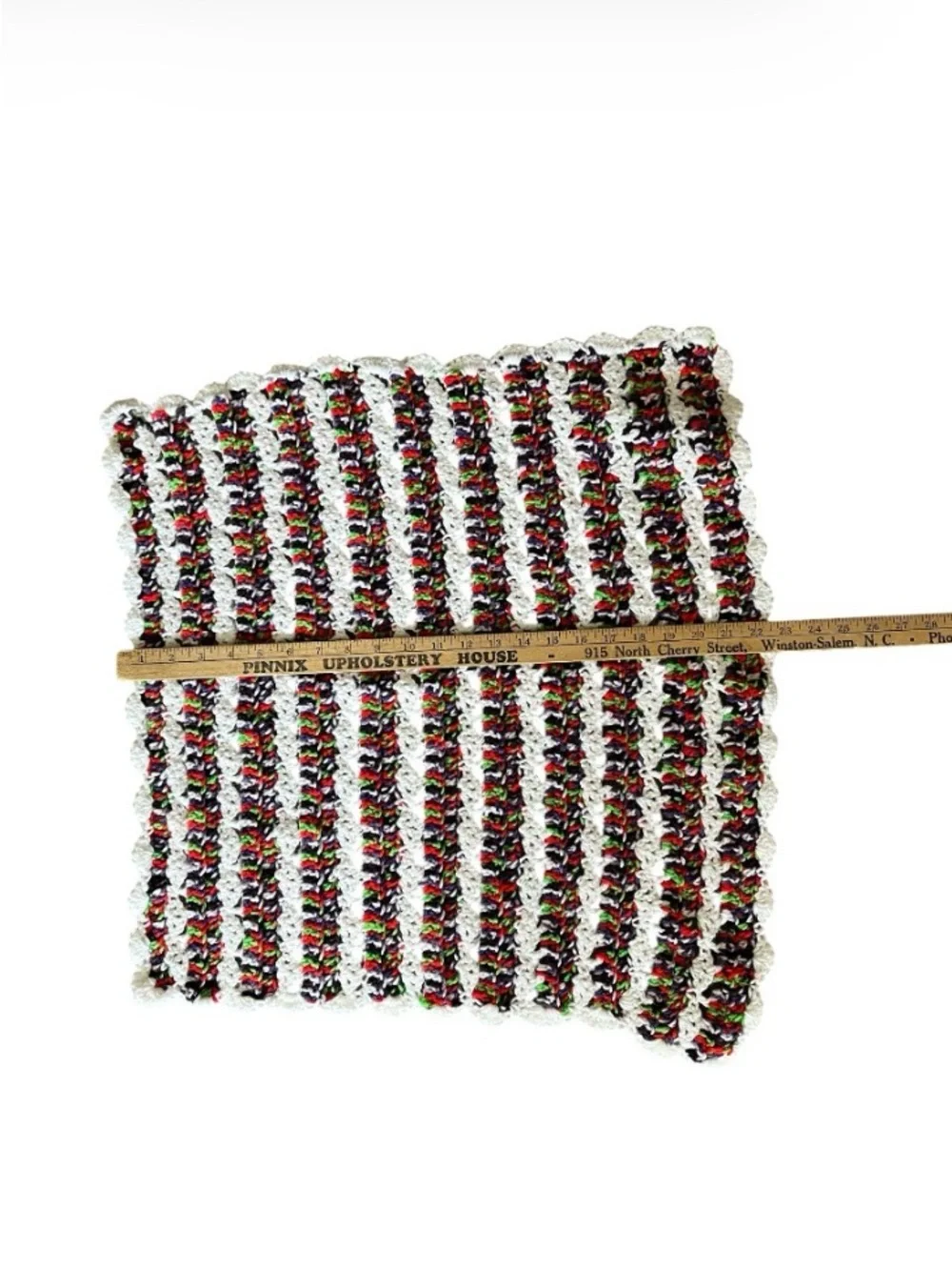 Handmade Knitted Multicolored Striped Baby Blanket